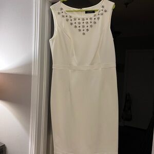 Ellen Tracy White Mini Dress with Star Embellishments